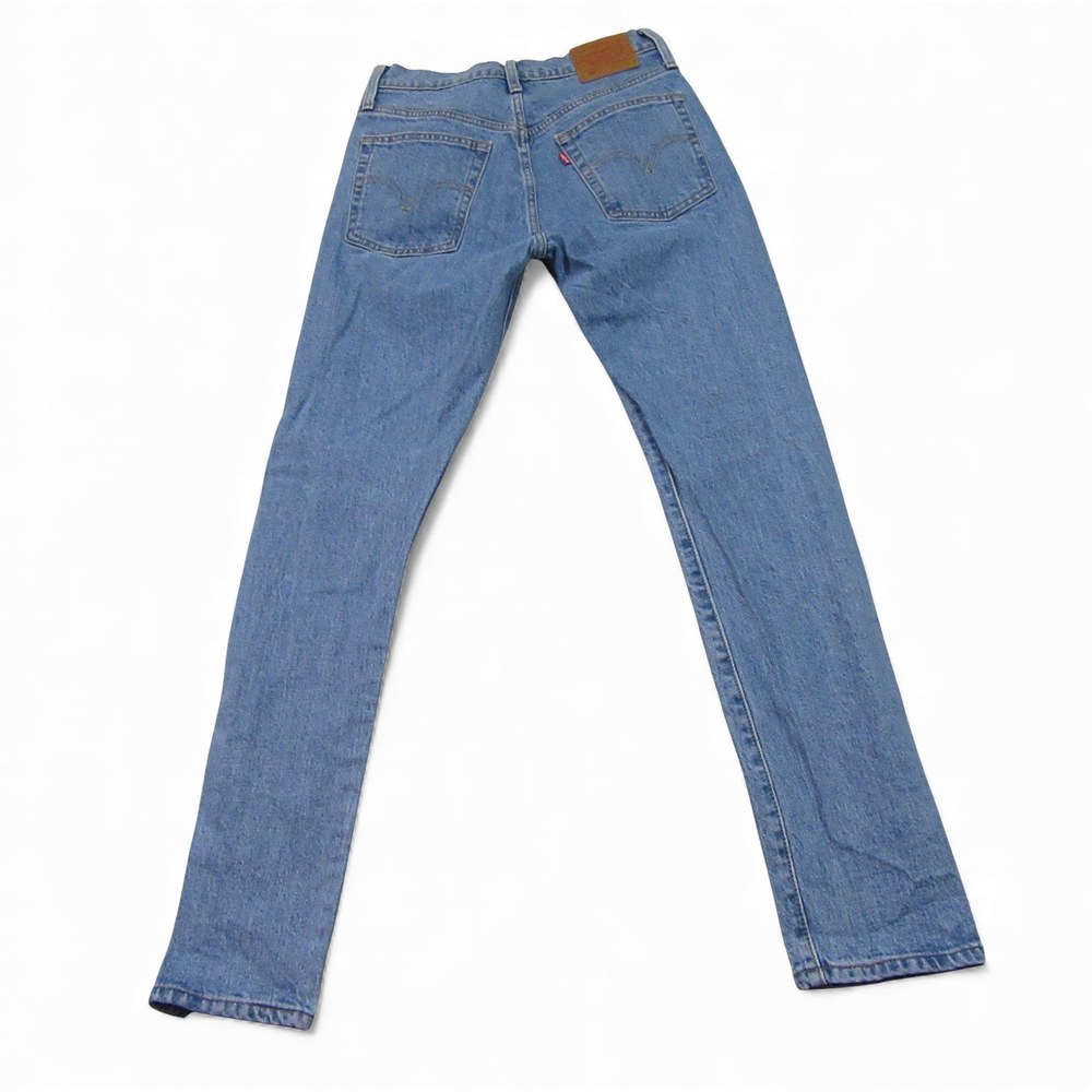 Levis Womens 501S Premium Jeans 26 X 30 Skinny Medium Wash Blue Embroidered - Picture 3 of 11